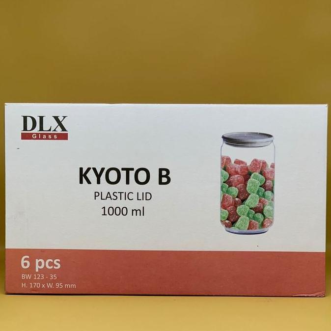 1 set (isi 6 pcs) Toples Kaca Kyoto B 1000 ml / Toples Snack / Toples Kacang 1 liter