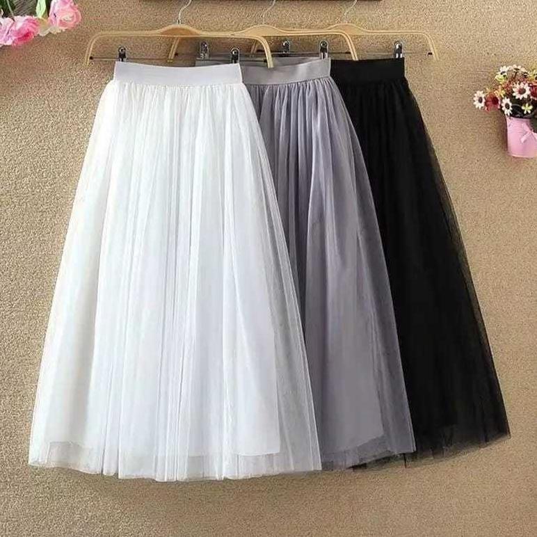 Polos Hitam Putih Minimalis Rok Tutu Dewasa 90cm