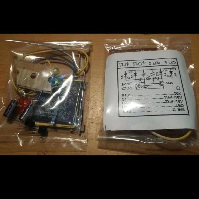 KIT LAMPU FLIP-FLOP 4 LED BELUM DISOLDER (UNTUK PRAKTEK) BBM27