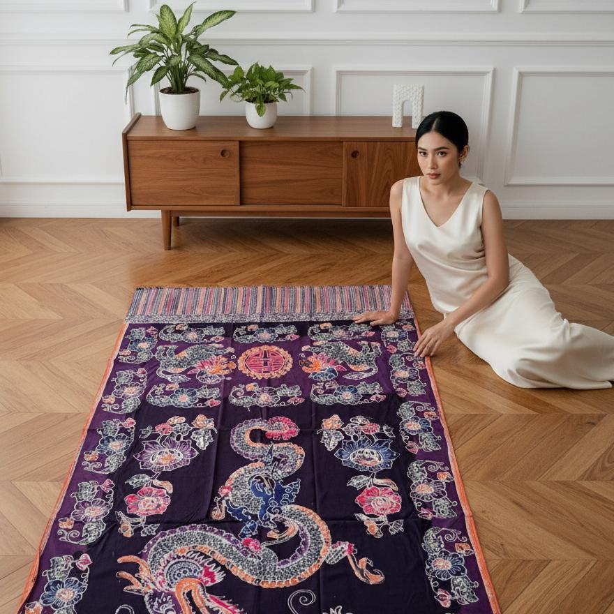 Hot Deals Geizma - Kain Selendang Gendong Bayi Panjang 3 Meter Batik Naga Liong Burung Cukin Pekalon