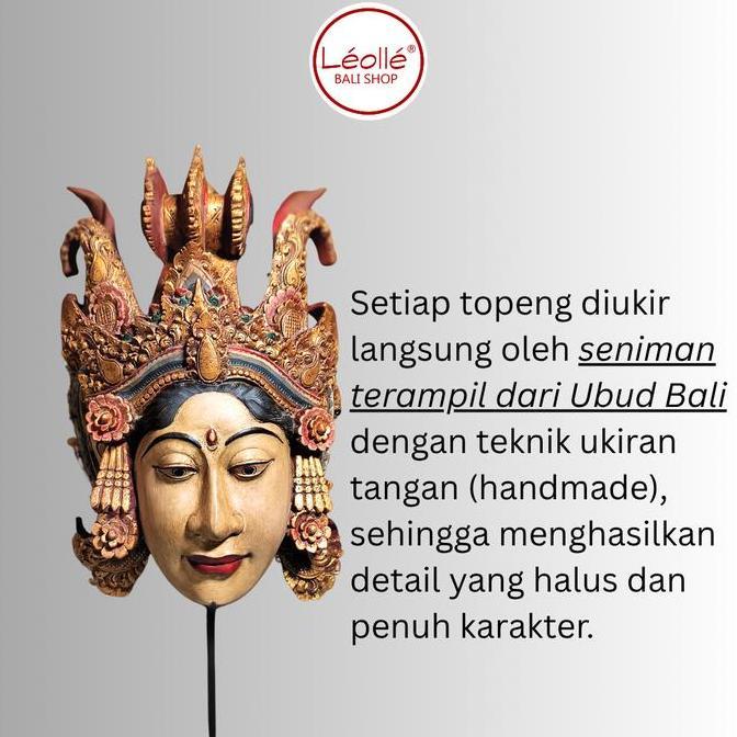 Leolle Bali Topeng Rama Shinta Ukiran Kayu Handmade Bali dengan Stand Besi | Pajangan Etnik & Dekora