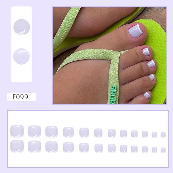 F099 - Kuku Cantik 24pcs set Kuku Palsu Fake Nails Box Free lem cair / jelly tahan air Kuku Palsu im