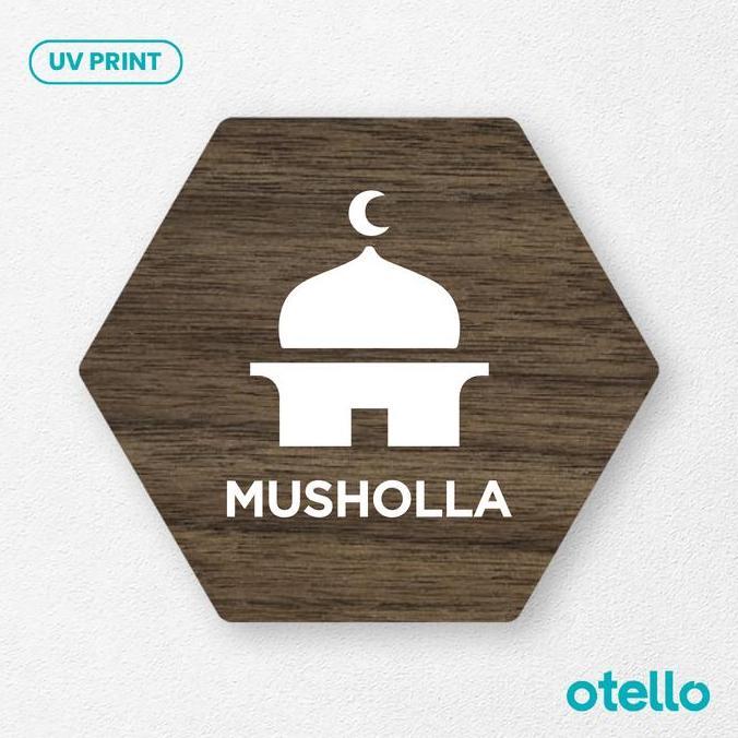 Signage Musholla Sign Board Kayu Label Papan Nama Masjid Mushola Plang Diskon