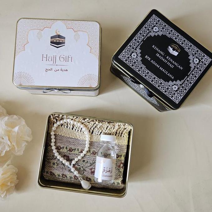 Souvenir paket oleh oleh haji umroh box tin