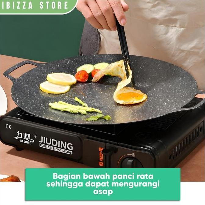 bara_vans - panggangan korea grill pan bulat datar bbq /wajan bulat anti lengket 28 30 32 34cm alat 