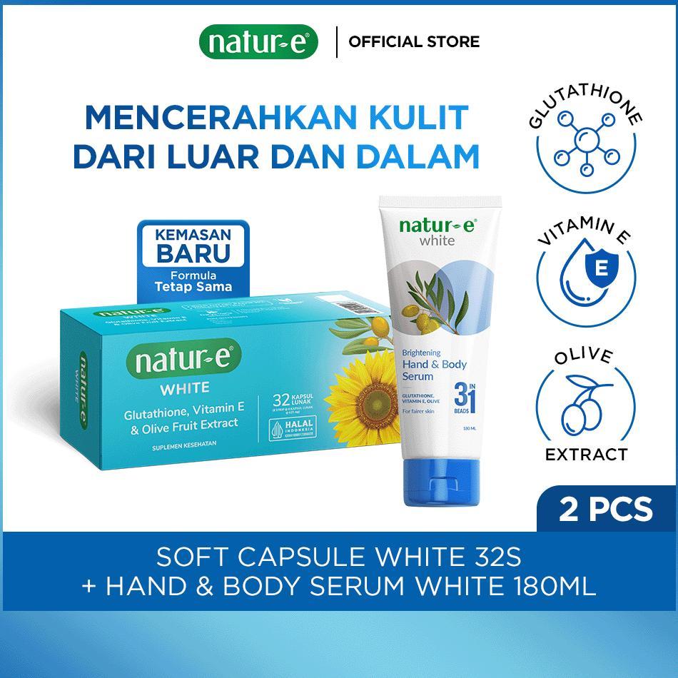 Natur-E Paket White - Soft Capsule White 32s & Hand Body Serum 180ml - Paket Skincare & Kecantikan D