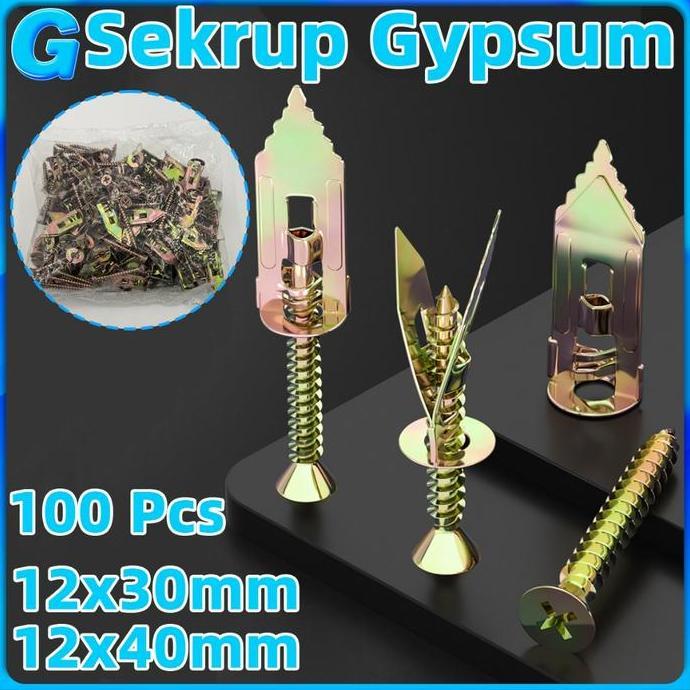Sekrup Gypsum Drywall Anchor 12X30Mm 12X40Mm Paku Ekspansi Papan Gipsum Full Metal Angkur Sekrup Baj