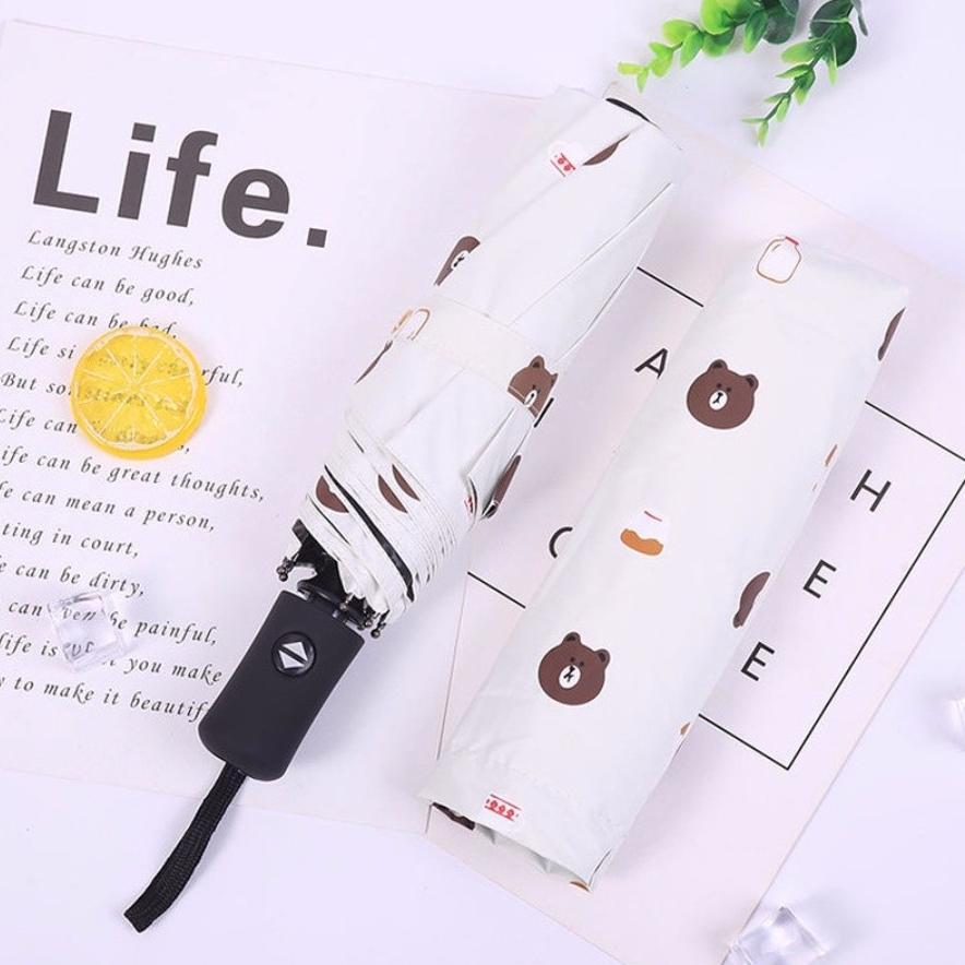 recommended payung lipat uv 3d anti uv lapisan hitam warna pastel umbrella korean style fruity bear 
