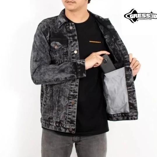 JUAL JAKET JEANS PRIA PREMIUM JAKET DENIM PRIA TERLARIS BAHAN TEBAL 12 ONS Bomber Hitam Cowok Panjan