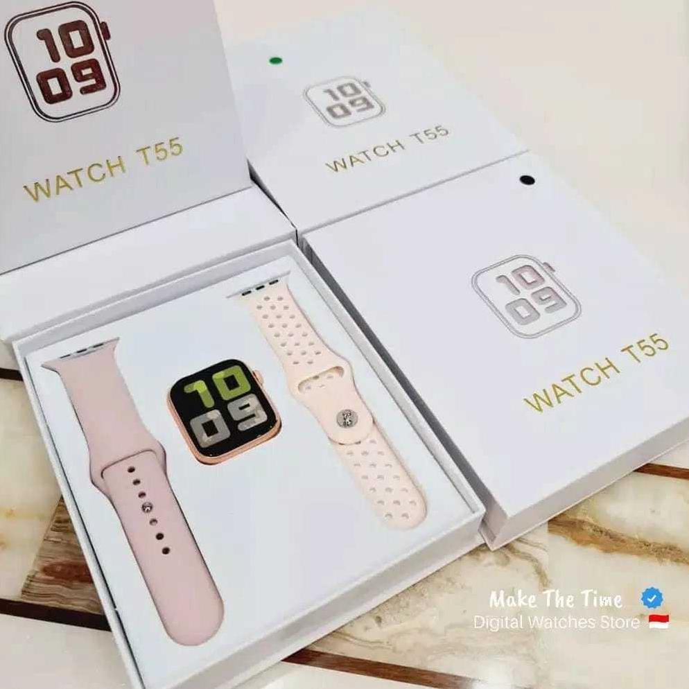 FAVORIT JAM TANGAN SMARTWATCH T55 DAPAT 2 TALI / T500 / T500+ BLUETOOTH CALL TOUCHSCREEN JAM TANGAN 
