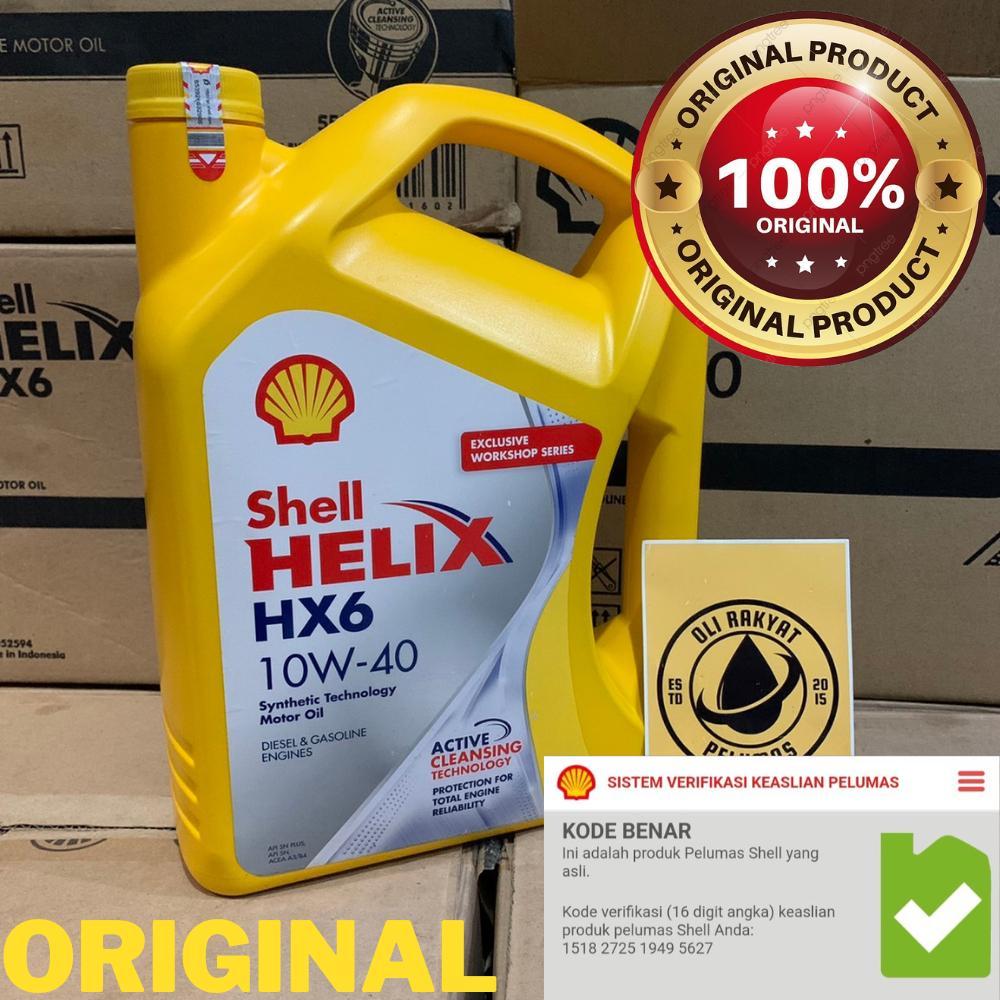 Oli Mobil Shell Helix Hx6 10W-40 | Hx6 4 Liter | Original Barcode Hijau ( Oli Mesin Mobil ) Hx6