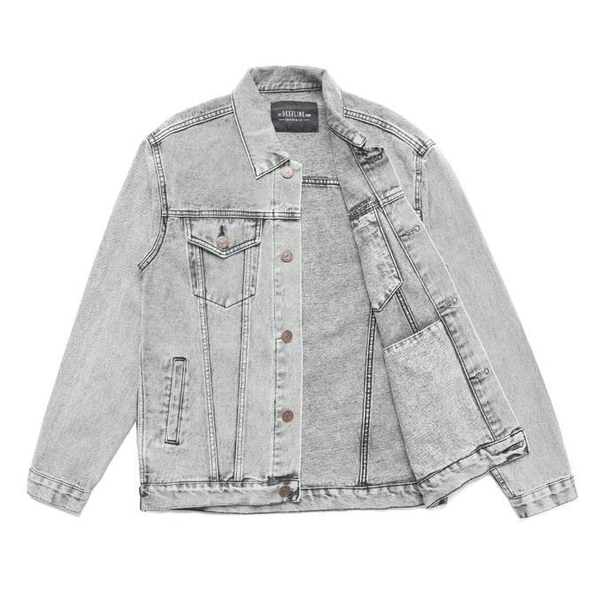OOTD DEEFLINE - Jaket Jeans Vintage Grey Acid Denim Fit OOTD