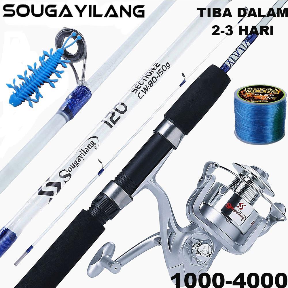 Sougayilang Pancingan Set Lengkap Joran Pancing Set 1.2- 1.8M Dan Spinning Reel Pancing 1000-4000 Jo