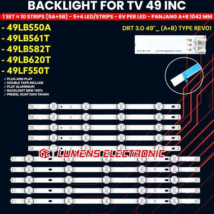BACKLIGHT TV LED 49 INCH 49LB550 49LF550T 49LB561T 49LB582T 49LB620T 49LB551T 49LF550 49LB550A 49LB