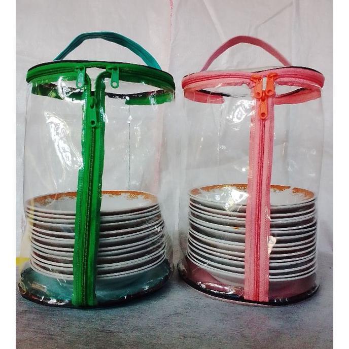 tas piring tempat sarung piring transparan anti debu sarung piring cover tas piring