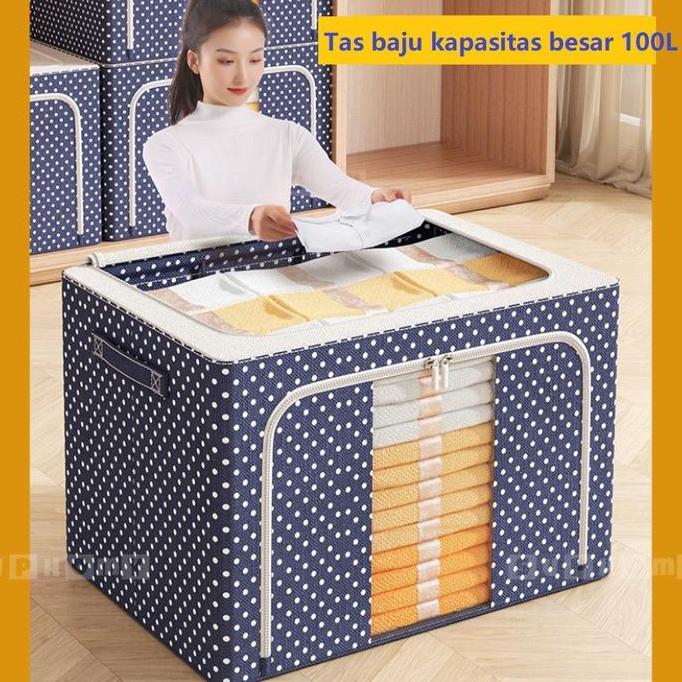 Baru- 22L/72L/100L Box Baju / Box Pakaian Serbaguna / Tempat Penyimpanan Baju/ Tempat Baju Lipat/Tas
