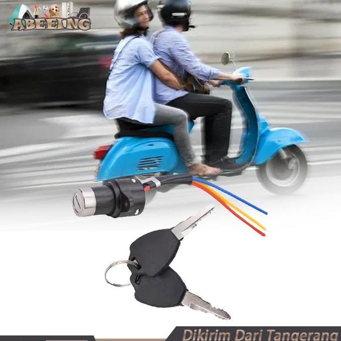 JHONXIE Kunci Kontak Skuter Elektrik 3 Kabel Switch On Off Mobilan 2 Steep Sepeda Listrik Aki Kunci 