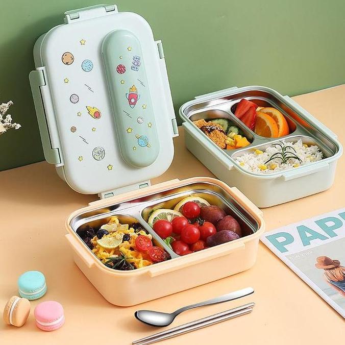 Dispo- Lunch Box Kids Set Stainless Steel 316 Dengan Sendok Sumpit Stainless / Bento Box Stainless S