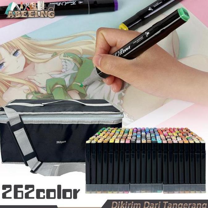 JHONXIE Marker Spidol 262 Colors Twin Markers Complete Set Lengkap