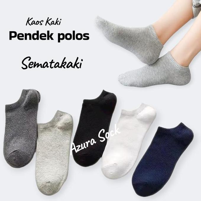 DS254 - Azura Sock Paket 6 & 12 Pasang Kaos Kaki Pendek Semata Kaki Pria Wanita Dewasa Polos Hitam A