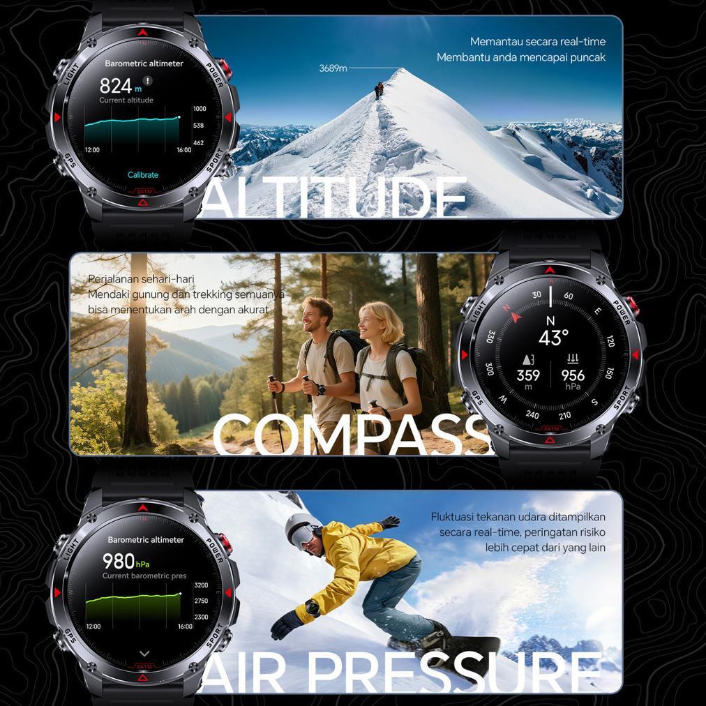 BIG PROMO Morein Plus Rock 2 GPS Smartwatch - GPS + Kompas | Tahan Air 3ATM | UV + Senter | 100+ Mod