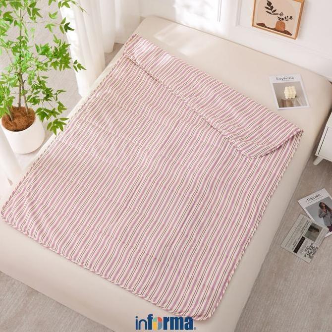 BEST SELLER - Informa 130x180 cm Bed Cover Microfiber Zip Nap Selimut Tebal Bedcover Selimut Kasur C