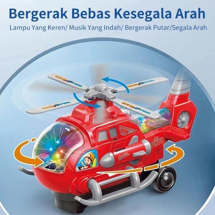 Mainan Helikopter Anakm Elektrik Dengan Suara&Lampu Roda Universal Hadiah Seru Mainan Pesawat Heliko