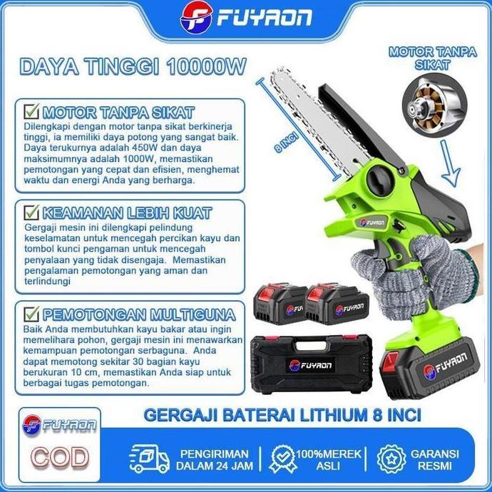 Terlaris Cod - FuyaonCodGergaji Mesin 6 Inci 8 Inci Gergaji Mesin Tanpa Kabel Baterai 36V Baterai 48