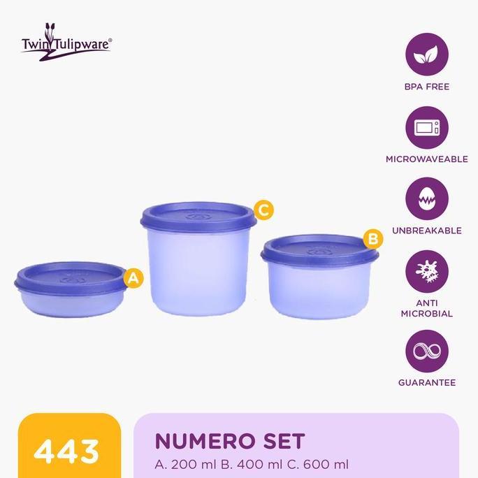 Toples Makanan Twin Tulipware Numero Set