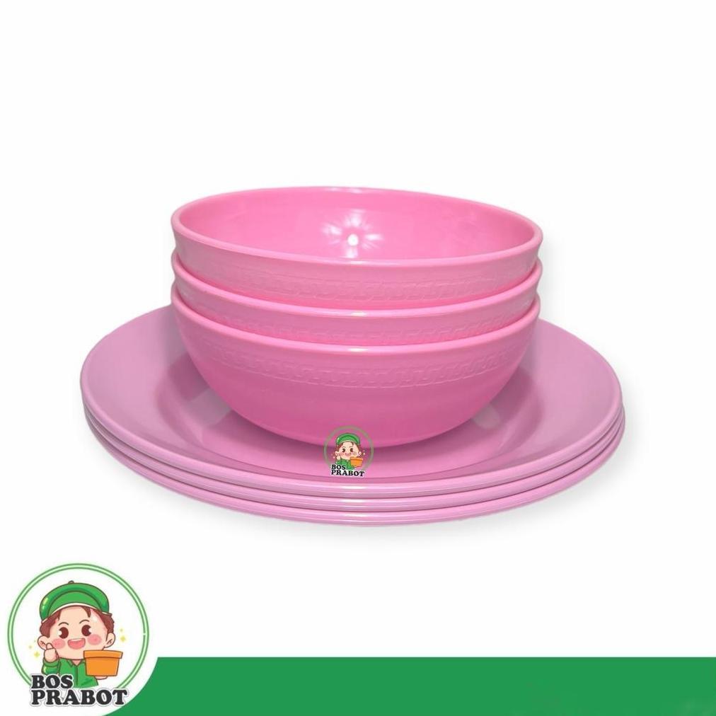 PIRING MELAMIN SET ISI 6 / PAKET PIRING MANGKOK MELAMIN/PIRING MAKAN MELAMIN BULAT DAN MANGKOK BULAT