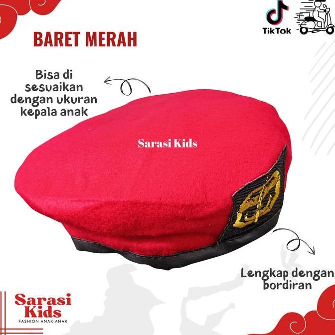 Bitperbit- Topi Baret Anak Topi Tentara Anak Topi Tni Topi Profesi Anak Baret Hijau  Baret Merah Bar