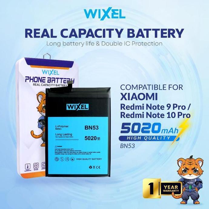 WIXEL Baterai BN53 Compatible For Redmi Note 9 Pro / Note 10 Pro Double Power Real Capacity Batre Ba