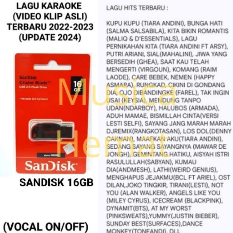 flashdisk sandisk 16GB lagu karaoke update