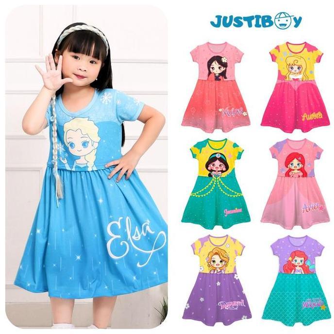 New- Dress Baju Anak Perempuan Princess Imut Full Printing Umur - 6 Tahun [Irina]