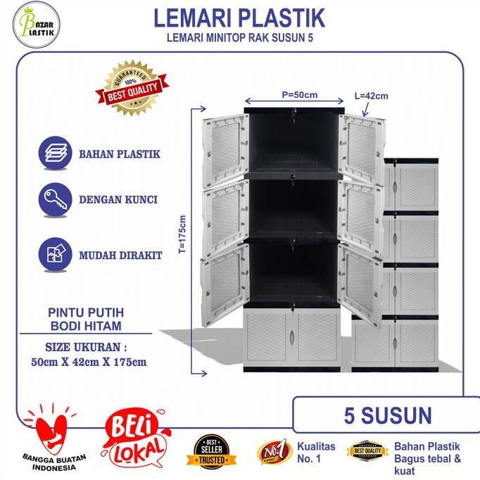 Lemari Pakaian Plastik / Lemari Baju Plastik / Lemari Plastik Dengan Kucni Tanpa Kaca Motif Timbul 2