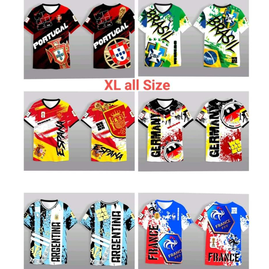 Baju Jersey Suporter Fansclub Bola Negara Piala Dunia Pria Dewasa / Baju Distro Pria Dewasa
