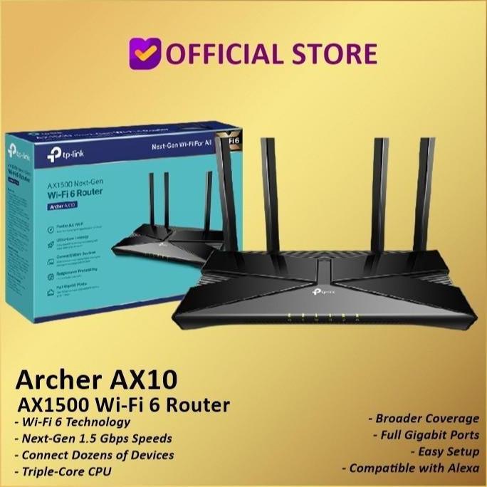 Net- Tp- Archer Ax10 Ax-1500 Wifi 6 Wireless Router Antena Sinyal Nirkabel Ax1500