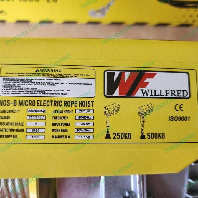 Mini Elektrik Hoist Katrol 500Kg Heavy Duty