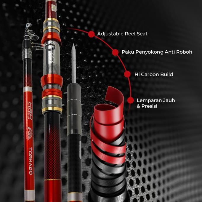 Veii- New- Paradise Surf Joran Pasiran 360Cm 390Cm 420Cm 450Cm Carbon Antena Telescopic Kaku Kuat Pa