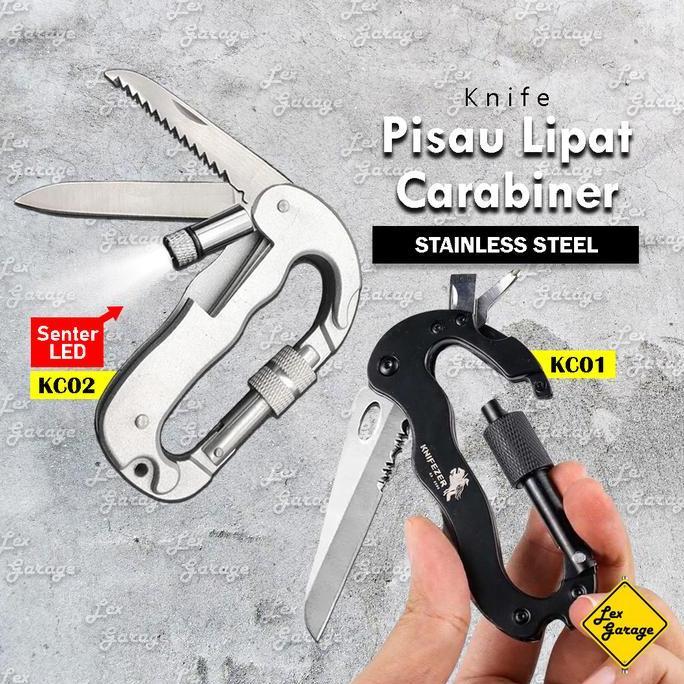 New - Pisau Lipat Carabiner Karabiner Obeng Multifungsi Gantungan Kunci Tas