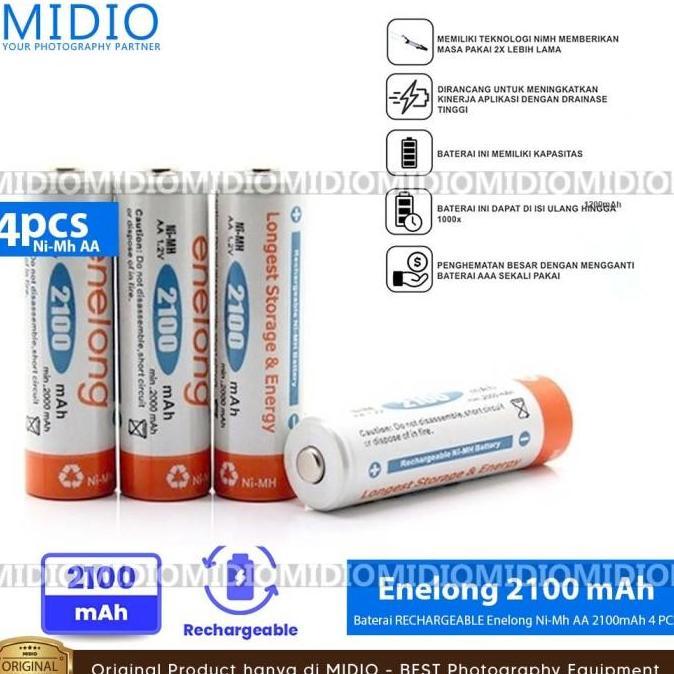 Bisainstan- Baterai Enelong Ni-Mh Rechargeable Aa 00Mah 4 Pcs