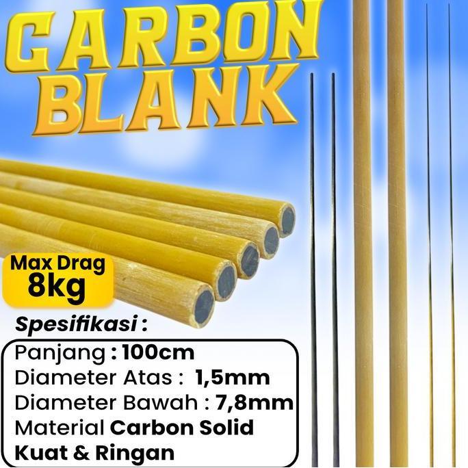Carbon Blank Sutet Solid Bubut 100cm Kuat Untuk Pancing Ringan