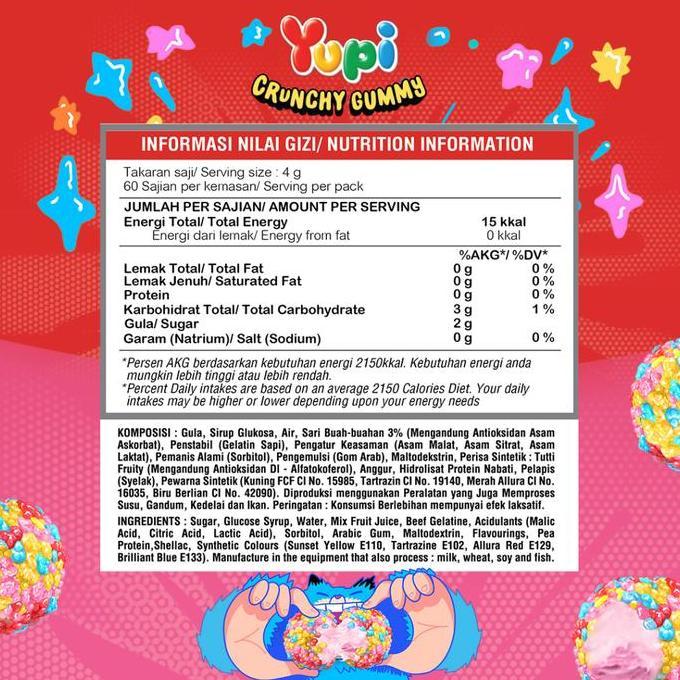 Tino- Yupi Crunchy Gummy Fruity Clusters Display Box