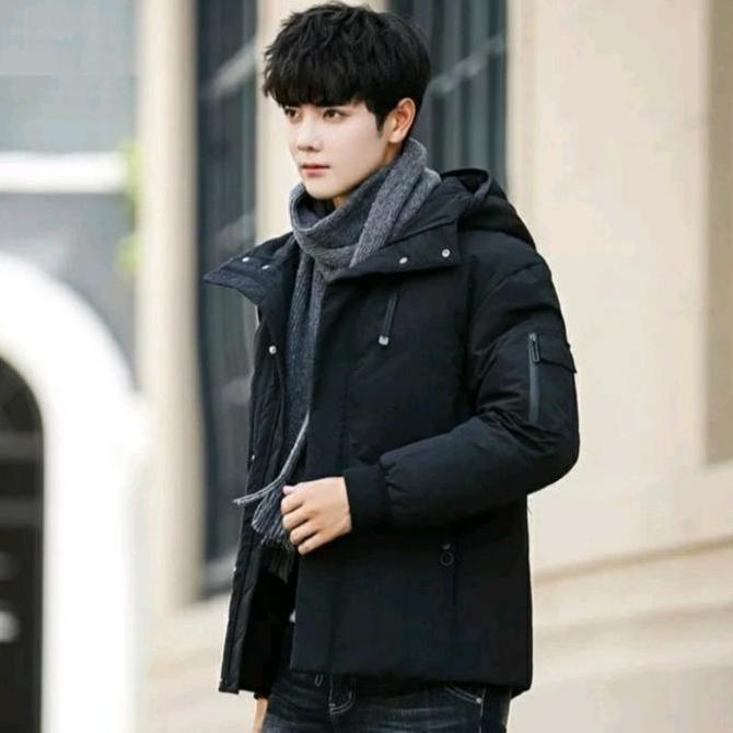 DISKON Jaket winter pria musim dingin/jaket pria polos/jaket mantel pria Hitam Kantong jepang DISKON