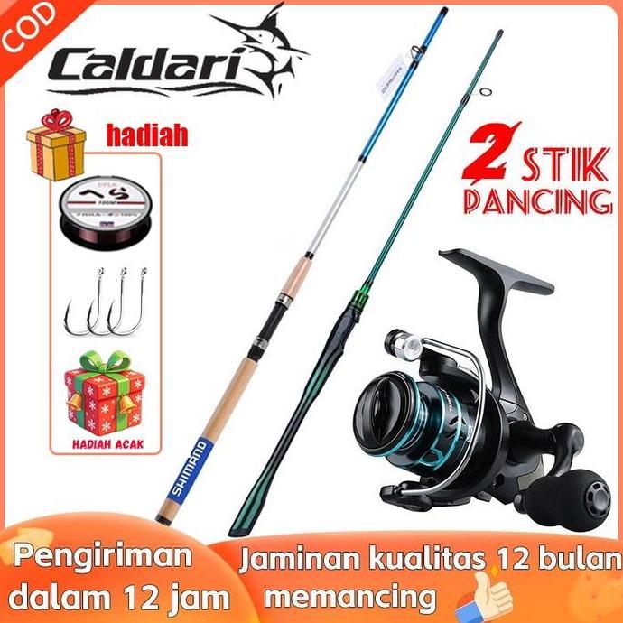 Paket Pancing Lengkap Caldari Terbaik, 2 Stik Pancing Kualitas Premium, Sesuai Semua Perairan (Laut,