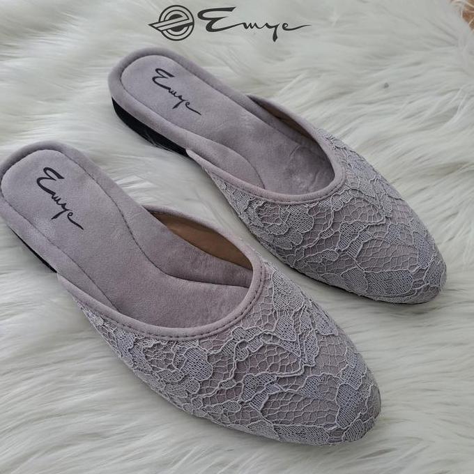 Emye Sandal Slop Pengantin Pria Warna Size 38-45 I Sendal Selop Pengantin Pria Brukat Putih Shoes