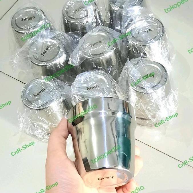 Nyam- Grafir Gelas Stainless Double Ll Custom Nama