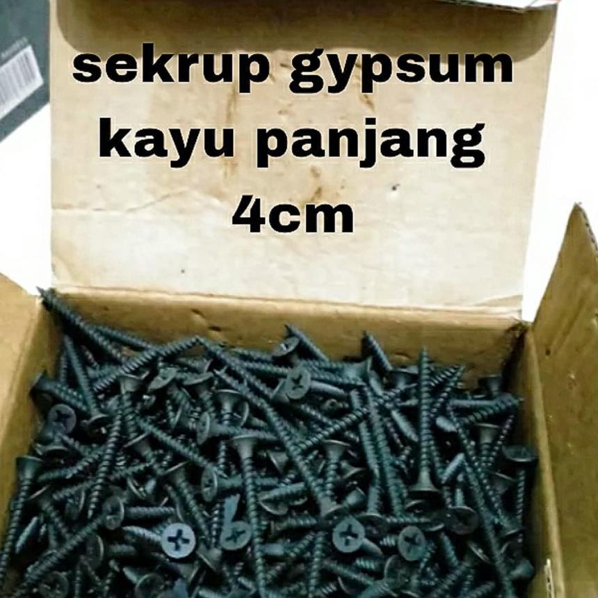 1 Dus Skrup Gypsum 4Cm Isi 1000Pcs 1 Dus Sekrup Gipsum 11/2" Sekrup Hitam 6 X 11/2" 4 Cm 1000Pcs Bau