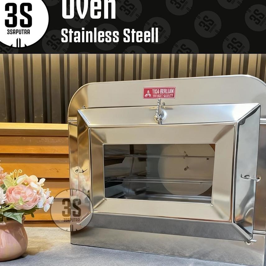 Oven Kompor Kue Kering Tiga Berlian Stainless Steel 3 Susun Tangkringan