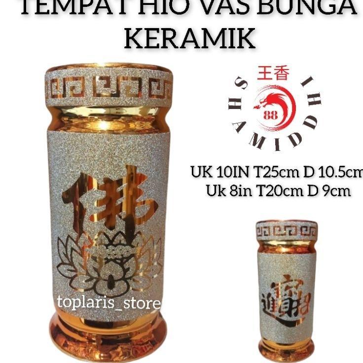 Vas Bunga Tempat Hio Keramik Emas